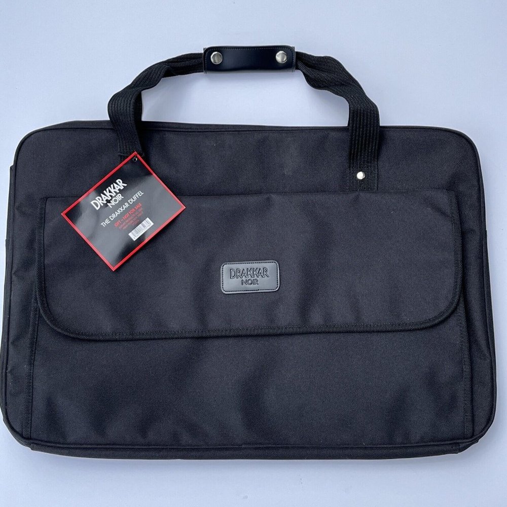 Vintage 90s Thr Drakkar Noir Black Duffle Bag 22”x15”x8” NEW w/shoulder strap
